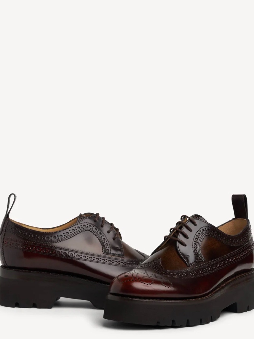 Women’s Leather Wingtip Loafers in Burgundy